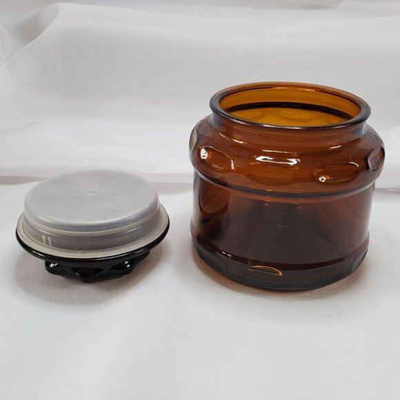 Vintage Amber Brown Glass Apothecary Canister Spice Jar Starburst Lid 4.25” - Picture 5 of 12